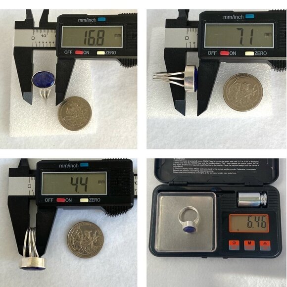 Sterling Silver 925 Bezel Set Oval Faceted Sapphire Triple Shank Ring Sz 8 - Picture 10 of 16